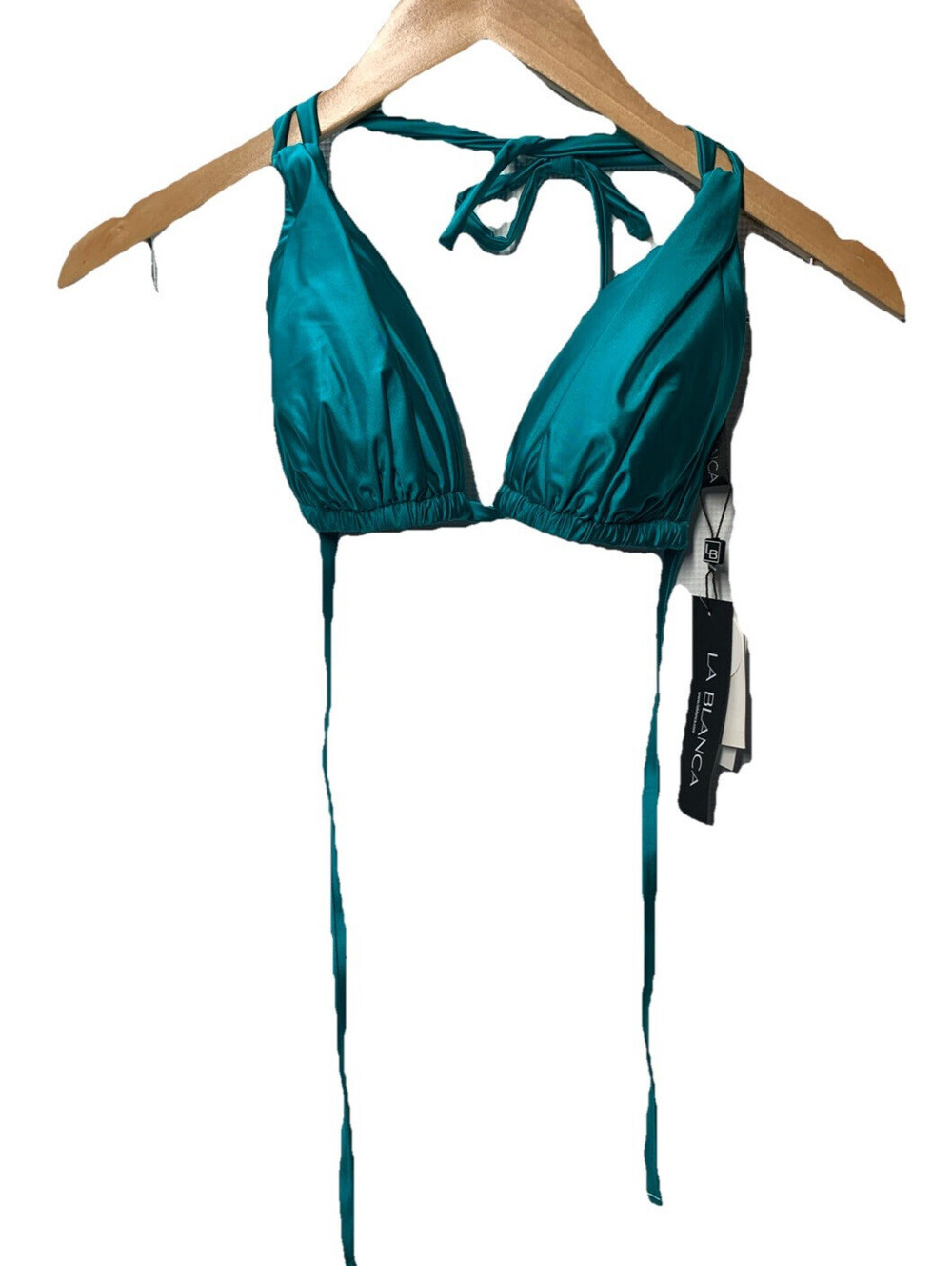 La Blanca Womens Goddess Halter Bikini Swimsuit Top Teal Swimwear LB5RR80 Size 4